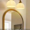 2-Lights Milk White Glass Wall Sconce Lighting Brass Finished, Double Arm Bathroom Vanity Light Fixture for Bedroom Living Room Dining Room Hallway