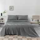 Levoo 100% Cotton Sheets Cal King Size Set 18"-24" Extra Deep Pocket Cal King Sheets Set Soft Breathable 4Pcs Bed Sheets with 1 Flat Sheet, 1 Fitted Sheet, 2 Pillowcases (Cal King, Dark Gray)