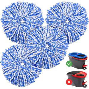 4 Pack RinseClean Spin Mop Replacement Head Spin Mop Refills Compatible with O Ceda RinseClean Dual System, Microfiber Mop Easy Cleaning Floor Head Mo-p for Floor Cleaning RinseClean 2 Tank System