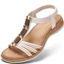 Littleplum Women Flats Sandals Arch Support Open-Toe Casual Summer Low Wedge Shoes for Daily Beach Walking Dressy Comfy Summer Sandals