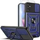 2 x for Galaxy A36-5G Phone Case: Samsung A36 5g case with 2PC Screen Protector, Sliding Camera Cover and Kickstand for Samsung Galaxy A36 5g Phone case,Blue