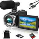 4K Video Camera Camcorder UHD 36MP Vlogging Camera for YouTube 18x Digital Zoom 3" 270 Rotation IPS Screen Video Camcorder with Fill Light, Mic, 32GB Card, Battery