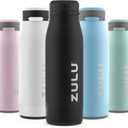 ZULU Ace Vacuum Insulated Stainless Steel Water Bottle with Chug Spout, Leak-Proof Locking Lid and Removable Base for School, Backpack, Sports, Gym, Travel (Black)