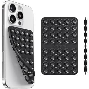 Pack of 4 Klearlook Silicone Suction Cup Phone Case Mount Double Sided, Silicon Sticky Phone Grip with Higher Suction for Cell Phone, Hands-Free Phone Accessories Holder for Selfies and Videos, Black