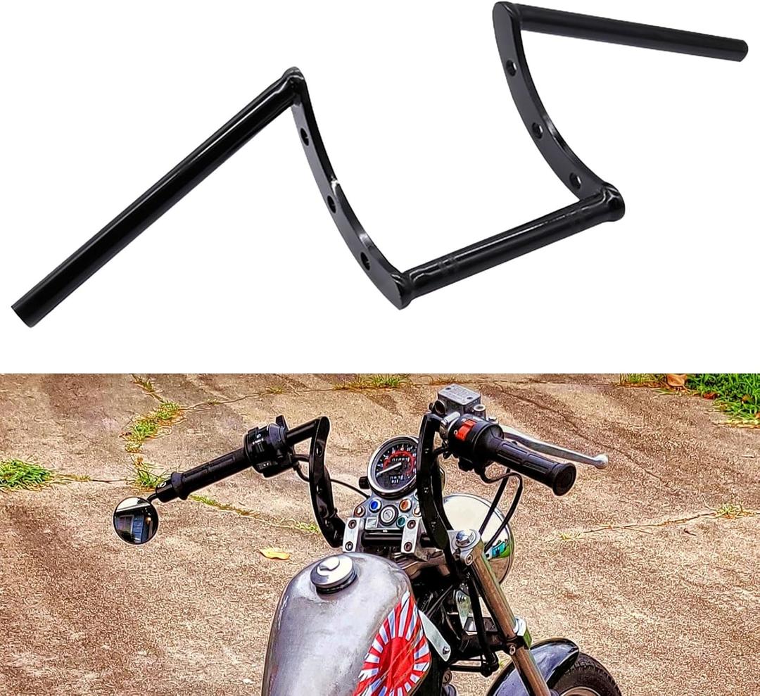 AnXin Motorcycle Handlebar Z Bars 22mm 7/8" Handlebars For Drag Custom Bobber Chopper Cruisers Softail Dyna Sportster - Black
