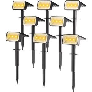 Fabrito 8 Pack Solar Spot Lights Outdoor Waterproof IP67, [108 LEDs, 4 Modes] Dusk to Dawn Spotlights for All Night, 2-in-1 Solar Landscape Lights for Garden, Yard, Tree, Pool, Warm White