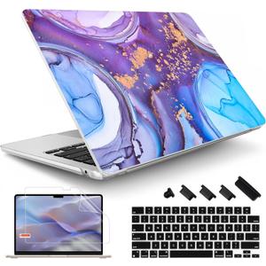 May Chen for MacBook Air 13.6 inch Case A3240 A3113 A2681 M4 M3 M2 Chip, 2025 2024 2023 2022 Release, Ultra-Thin Plastic Hard Shell Case for MacBook Air 13.6" with Retina Display, Abstract Fluid Art