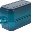 Bread Pan Cast Iron Loaf Pan with Lid Bread Loaf Pan 8.5x4.5 Inch Loaf Pan Enameled Cast Iron Sourdough Loaf Pan, Dark Cyan
