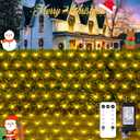 JMEXSUSS 360 LED Christmas Net Lights Outdoor Waterproof, Connectable 12ft x 5ft Net Lights Outdoor Mesh Lights with Remote, Plug in Warm White Net Lights for Bushes Shrubs Christmas Decorations