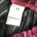 heipeiwa Women's Shiny Pleated Wide Leg Pants Party Nightout High Elastic Waist Trouser Outfit Clubwear Hot Pink Medium