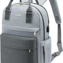 LOVEVOOK Travel Laptop Backpack Women Anti-theft Laptop Bag with USB Port Waterproof Computer Backpack for Nurse College Work (15.6 Inch, Light Grey & Dark Grey-1)