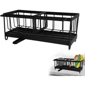 Kitchen Sink Caddy,Kitchen Sink-Organizers,Kitchen Organization and Storage Appliances,Self-Draining Sponge-Holder,Kitchen Counter Sink Accessories (Black)