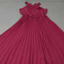 KIRUNDO Women's 2025 Summer Sleeveless Halter Neck Pleated Midi Cocktail Dresses A Line Flowy Beach Sun Dress with Belt, Size L