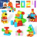 40pcs Magnetic Blocks, Easter Basket Stuffer,Gifts for 3 4 5 6 Year Old Girls & Boys, Classroom Must Haves, STEM Preschool Sensory Magnet Toys for Kids Ages 3-5 4-8