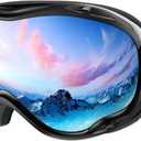 ZIONOR Lagopus B1 Ski Goggles OTG Anti fog Snow Goggles UV Protection Snowboard Goggles for Men Women Adult Youth (One Size, A1-vlt 10.5% Black Frame Silver Lens)