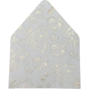 Euro Flap Envelope Liners for 5x7 Insert, 50 Pack, Wedding Invitaion (Gold Foil Floral)