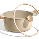 Carote 4.5 QT Stock Pot with Lid, Ceramic Nonstick Soup Pot, Induction Compatible, Easy to Clean, Oatmeal 
