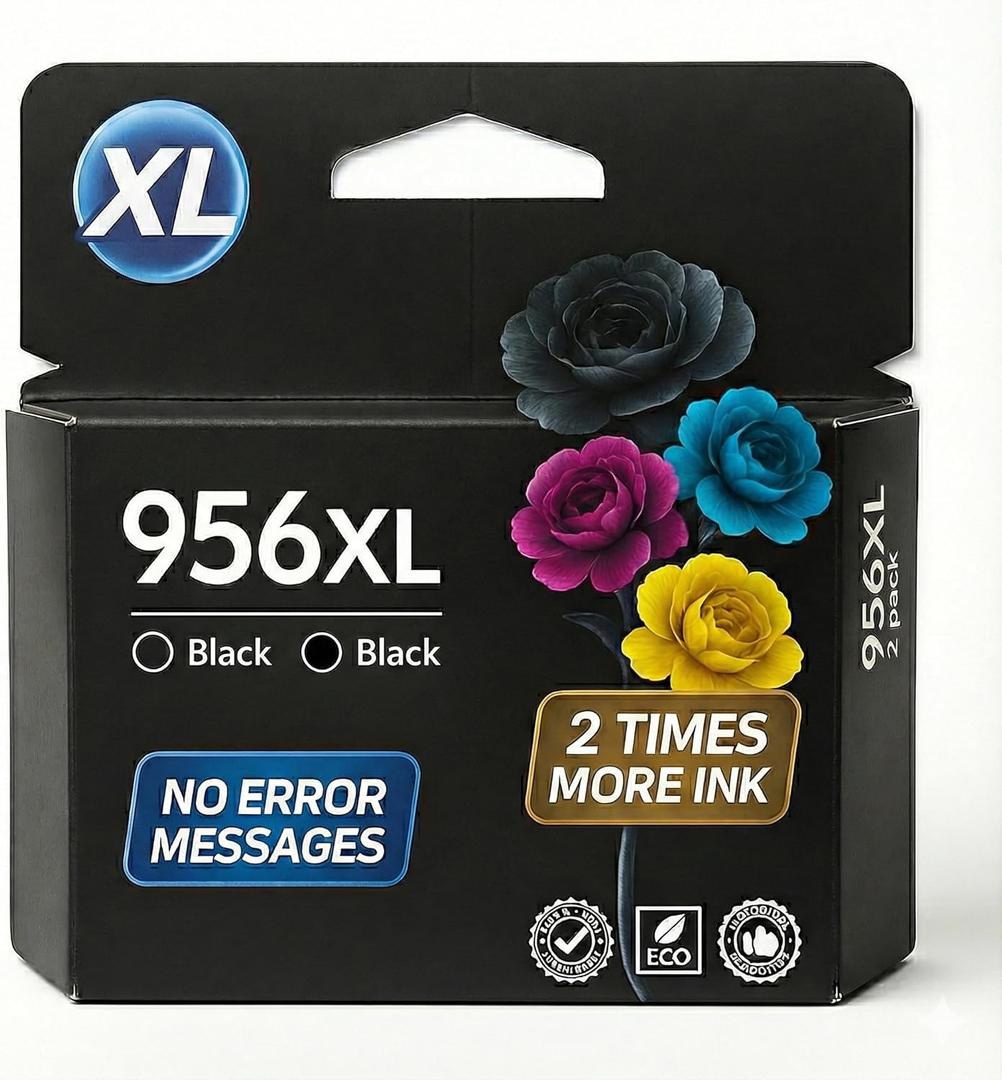 5-Star Compatible Inkjet Cartridge Replacement for 956xl. Works with OfficeJet Pro 7720, 7730, 7740, 8200, 8210, 8216, 8218, 8700, 8716, 8718, 8719, 8720 Printers. 2 Pack (Black).