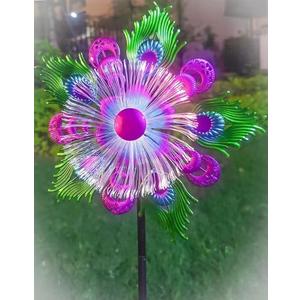 Solar Peacock Wind Spinners for Yard and Garden, 40 Inch Solar Windmill Garden Whirligig Kinetic Spinners Decor for Lawn,Patio&Yard, Metal Whirligigs Purple Wind Spinners Outdoor