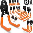 3-H Garage Wall Hooks 14 Pack, Garage Hooks Heavy Duty with Extra Welding Spots, Wall Mount Storage Organizer for Hanging Garden Lawn Tools Ladder Bike WeedEater Chair Shovel Blower (Orange)