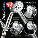 AquaCare High Pressure 8-mode Handheld Shower Head - Anti-clog Nozzles, Built-in Power Wash to Clean Tub, Tile & Pets, Extra Long 6 ft. Stainless Steel Hose, Wall & Overhead Brackets