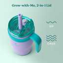 REDUCE 14 Oz Coldee Kids Tumbler with Lid and Straw - Coldee Insulated Travel Mug - Spill-Proof, Sweatproof Stainless Steel, BPA-Free - Includes Handle, Reusable Silicone Straw - Purple Mermaid