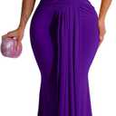Memoriesea Women's Elegant Sleeveless Deep V Neck Bodycon Party Evening Gown Maxi Dress (Medium, Purple)