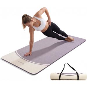 EaseUp 10mm Thick Yoga Mat, 73"×31.5" Extra Wide, Non-Slip with Strap