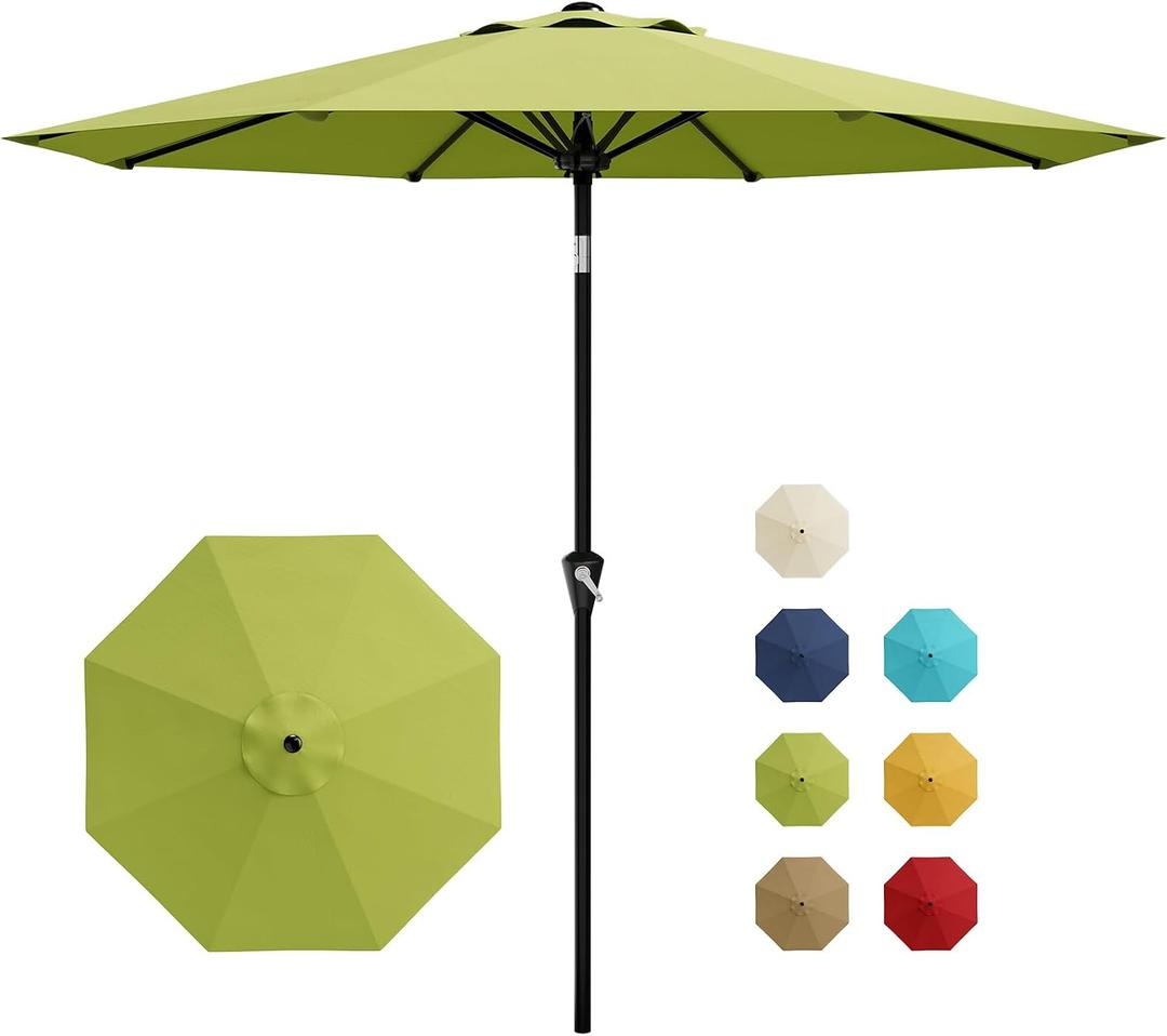 GarveeLife 10FT Umbrella Outdoor Patio, Table Umbrella with Push Button Tilt and Crank, 8 Sturdy Ribs Waterproof UV Protection for Garden, Pool, Deck, Backyard, Market (Fruit Green)