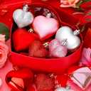 8 x Melisheer 24pcs Valentines Day Heart Ornaments, Classic Red Pink Silver Shaped Hanging Baubles with 2 Sizes, Valentine's Decorations for Tree, Love Decor Outdoor Wedding Party Gift