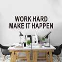 Motivational Quotes Wall Decals for Office: Inspirational Gym School Classroom Garage Bedroom Living Room Vinyl Art Wall Stickers - Work Hard Make it Happen 35" X 9.8"