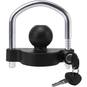 METOWARE Trailer Coupler Lock Universal Adjustable Heavy-Duty Steel Trailer Hitch Lock, Anti Theft Trailer Ball Lock Towing Lock for Towing Trailer Security Fits 1-7/8",2, 2-5/16" Coupler Black Matte
