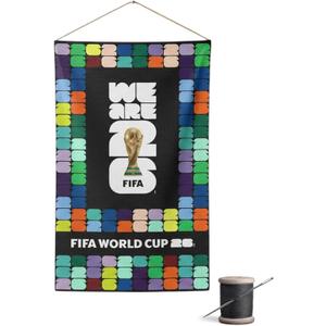 FIFA World Cup DIY Fabric Wall Hanging Kit – Soccer Fan Sewing Craft Project – Includes 28" x 43" Fabric Panel, Backing, Binding & Instructions – Create a 27" x 40" Handmade Wall Art Décor