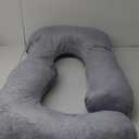 Pregnancy Pillow J-Shaped Full Body Pillow, 59 inch with Velvet Cover Easy to Remove and Wash, Support Pregnant Women's Backs Legs and HIPS, Improve Sleep,Pregnancy Pillow for Women Gray (Grey)