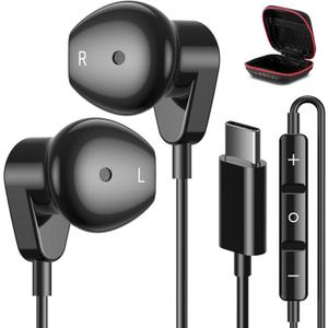 APETOO USB C Headphone for iPad iPhone 17 16 Pro Max 15 Plus, Samsung S25/S24/S23/S22/S21, HiFi Stereo Type C Earphones USB-C Wired Earbuds with Microphone Volume Control for Pixel/OnePlus/Android