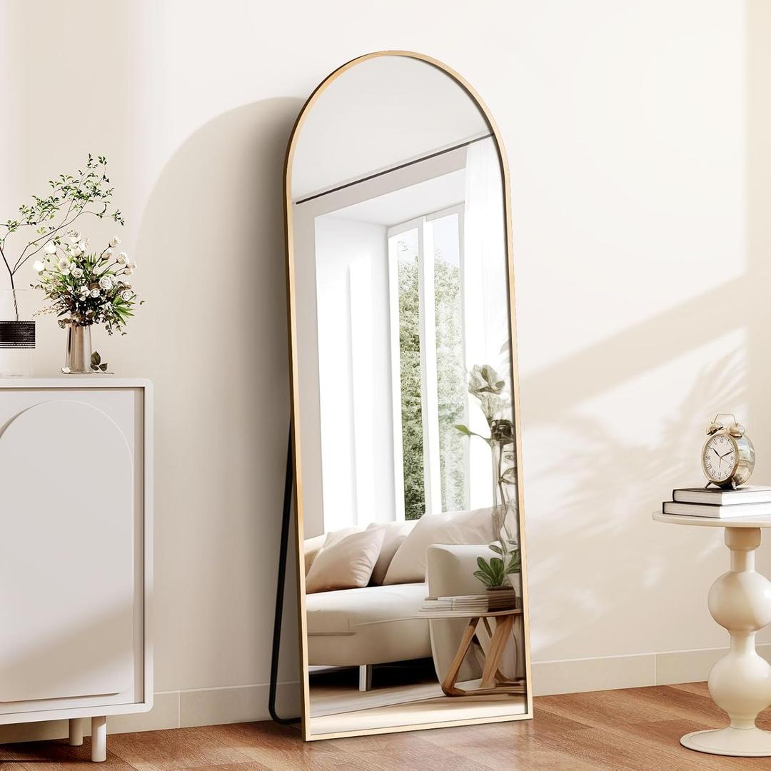Arched Full Length Mirror, Stand Up Mirror Full Length for Bedroom & Cloakroom, Gold  57 3/8" x 17 1/4", Gold