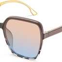 Oversized Sunglasses for Women Retro Square Sun Glasses 70s Trendy Big Large Wide Shades UV Protection whitetortoise Blue