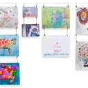 Wallniture Barre Wire Picture Hangers for Kids Crafts and Artwork, Expandable 196 Inch Wall Decor with 24 Clips Set, Silver