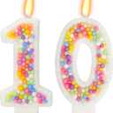 10th Birthday Candle for Cake, Colorful Macaron Numeral Candles for Boys/Girls, Theme Birthday Party Cake Decorations, Cake Topper for Birthday Party Supplies (Number 10)