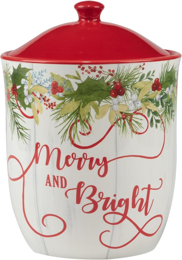 Certified International Winter Greens Biscuit Jar.,