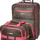 Rockland Fashion Softside Upright Luggage Set, Expandable,Lightweight,Telescopic Handle,Wheel, Pink Leopard, 2-Piece (14/19) (2-Piece Set (14/19))