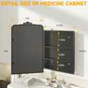 30"x 20"Bathroom Medicine Cabinet with Vintage Arched Mirror - All-Metal Black Medicine Cabinets with Hand-Painted Aluminum Door Frame, 2 Stable & Removable Shelves, Black