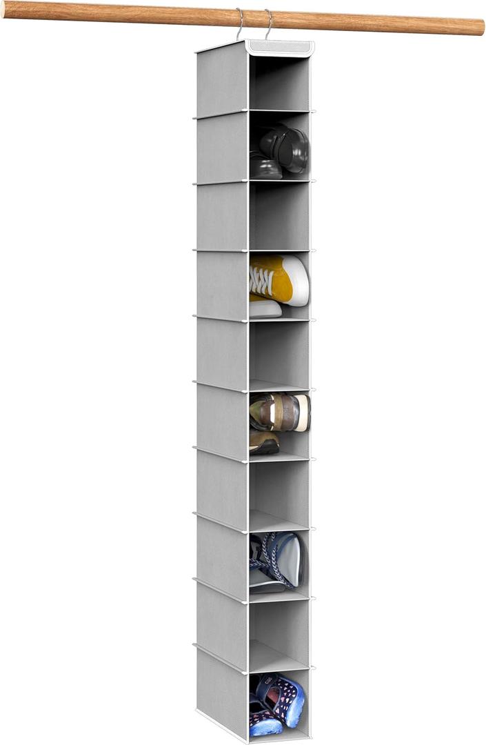 Simple Houseware 10 Shelves Hanging Shoes Organizer Holder for Closet, Grey