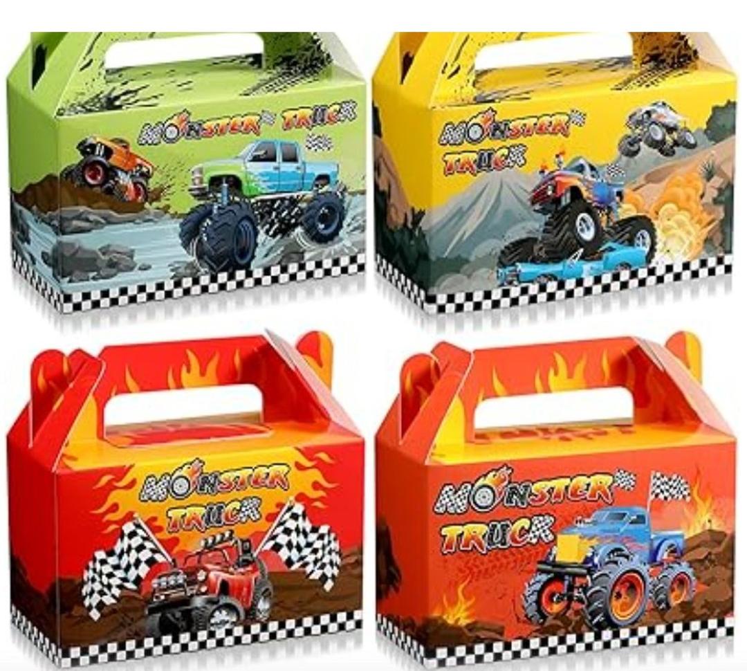 24 Pieces Truck Party Treat Boxes Racing Car Favor Goodie Candy Present Boxes Racing Truck Paper Gift Boxes for Truck Car Theme Birthday Party Supplies Decor