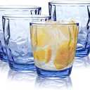 Hebaogugu Plastic Water Tumblers, 10oz Plastic Drinking Glasses, Set of 4, Blue Reusable Acrylic Cups for Water, Juice, Milk, Beer, Unbreakable Wine Glasses for Home & Outdoor (4pcs/ 300ml/ Blue)