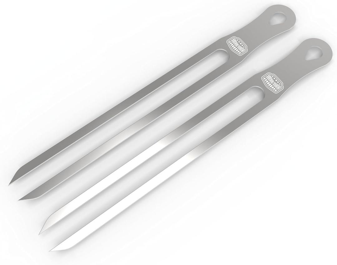 21" BBQ Skewers (2-Pack)  Flat Double-Pronged Stainless Steel Kabob Skewers for Meat & Veggies  Durable, Reusable, Easy to Clean