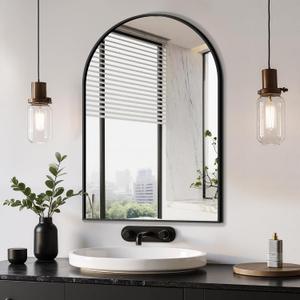 Arched Bathroom Mirror, Black, 20"x30"
