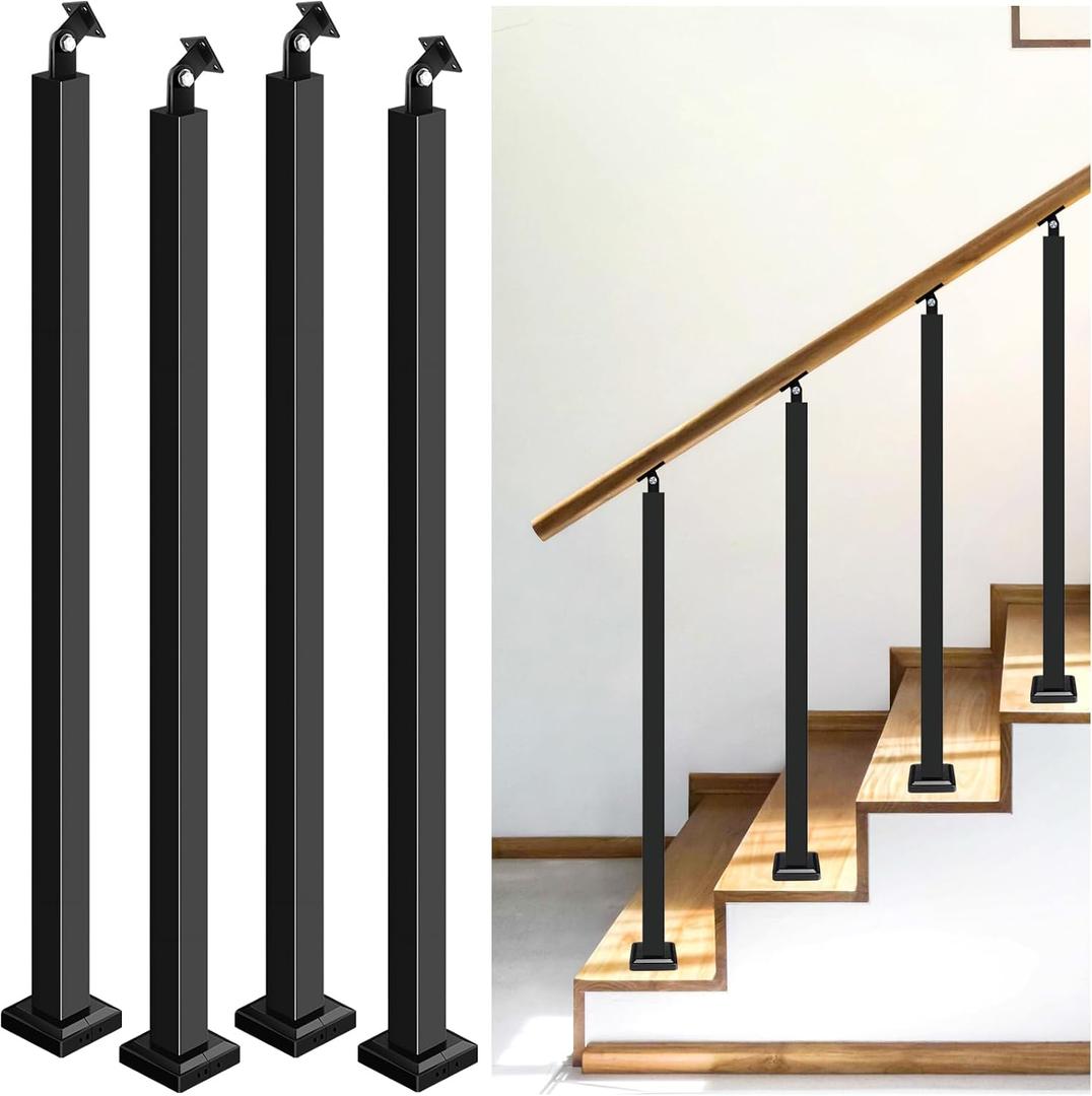 4 Pack Heavy Duty Steel Stair Baluster Posts, 35''H Stair Handrail