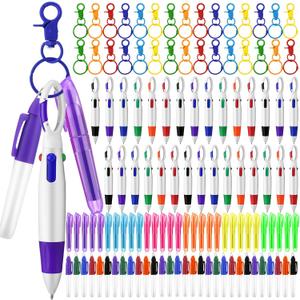 Fulmoon 120 Pcs Nurse Pen Set for Badge Accessories Retractable Ballpoint Pen Mini Highlighters Permanent Marker Nursing Keychain Clip Nurse Gifts Bulk for Women Appreciation Gift (Bright Colors)