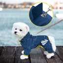 Dog Raincoat, Waterproof Dog Rain Jacket with Hood, Rain Coat with Leash Hole, Reflective Strap for Small Medium Dogs, Lightweight Puppy Clothes(Blue,L)